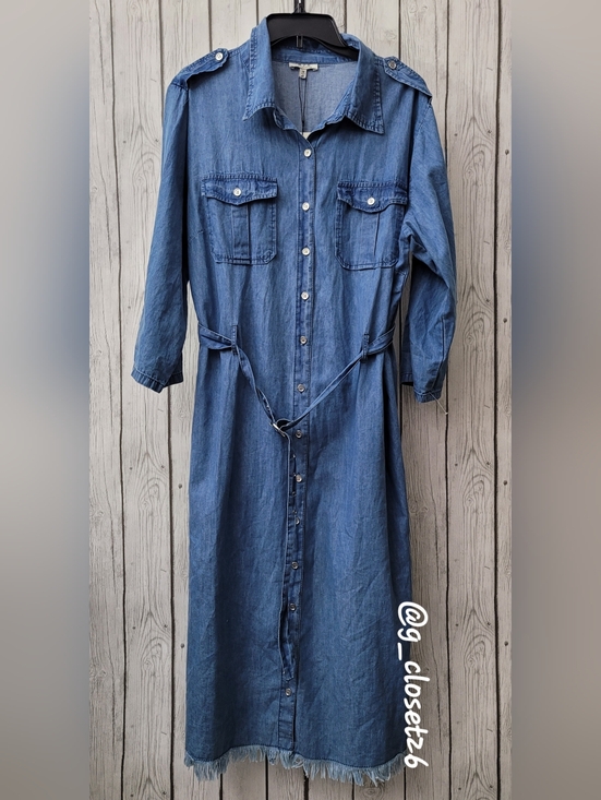 M.P.H. Dresses & Skirts - NWT M.P.H. Denim Button-Front Maxi Shirt Dress with Belt
